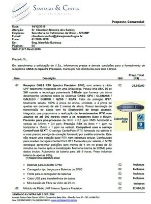 Aquisição de GPS Geodésicos - Proposta Comercial 