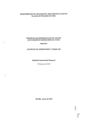Relatório Semestral de Progresso 2º Semestre 2012