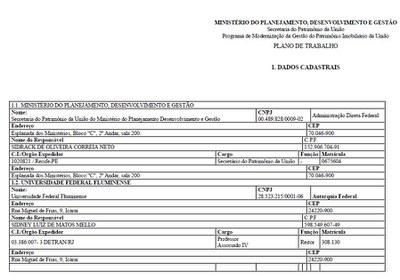 Plano de Trabalho do TED nº 17/2016 firmado com a UFF/RJ 
