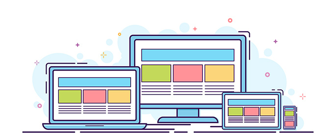 banner com ilustração de responsividade, desktop, tablet e mobile.