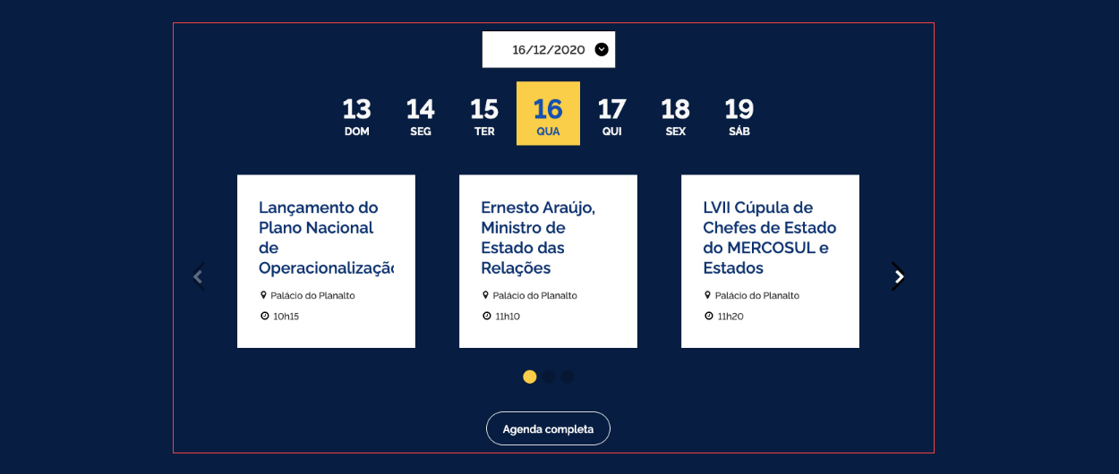 tile de agenda com fundo azul escuro