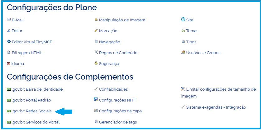 Imagem - Tela Configuração de Complementos