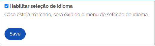 tela de checkbox “Habilitar seleção de idioma”