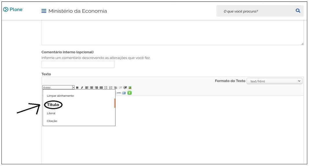 exemplo de título no corpo do texto