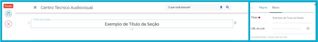 adicionando o bloco de título de seção