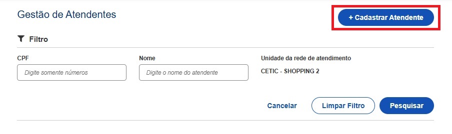 Cadastrar atendente