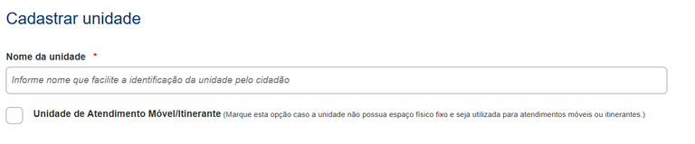 Cadastro de Unidade