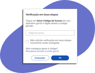 Solicitação do código de acesso ao realizar o login
