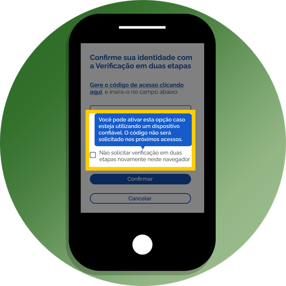 Imagem apresentando a opção para não solicitar o código novamente