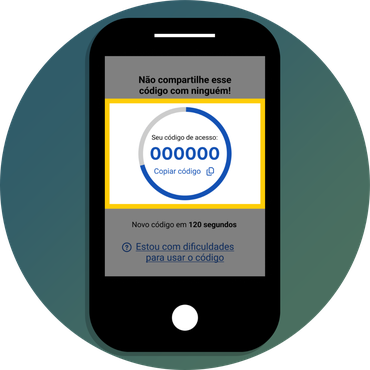 Imagem apresentando o código sendo gerado no app gov.br