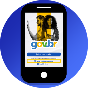 Imagem apresentando a tela inicial do app, onde se encontra o botão Gerar código de acesso