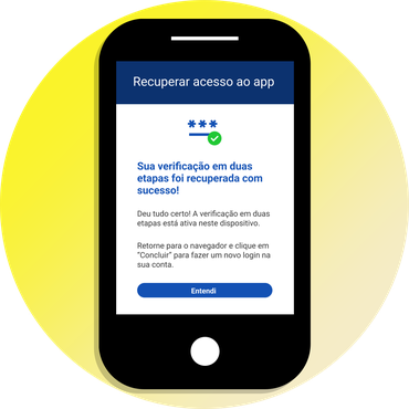 Imagem apresentando a tela de conclusão, com a habilitação da verificação em duas etapas novamente no app