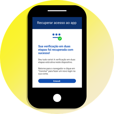 Imagem apresentando a tela de conclusão, com a habilitação da verificação em duas etapas novamente no app