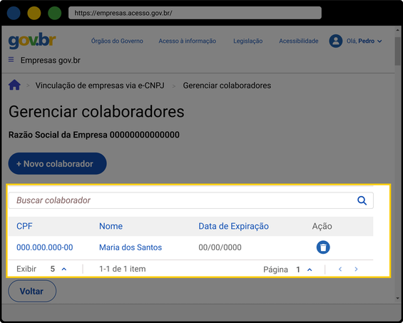 Tutorial de como adicionar um novo colaborador