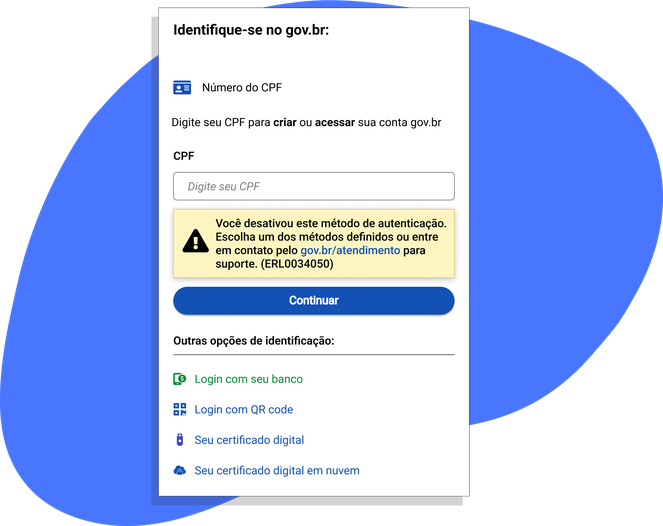Imagem que apresenta a mensagem ao tentar acessar a conta gov.br com um método que foi previamente bloqueado pelo titular