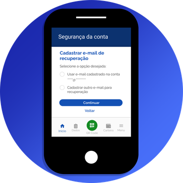 Imagem apresentando a opção de qual e-mail será cadastrado
