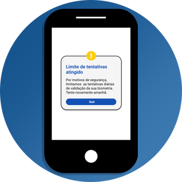Ilustração da mensagem: Limite de tentativas atingido, botão Sair