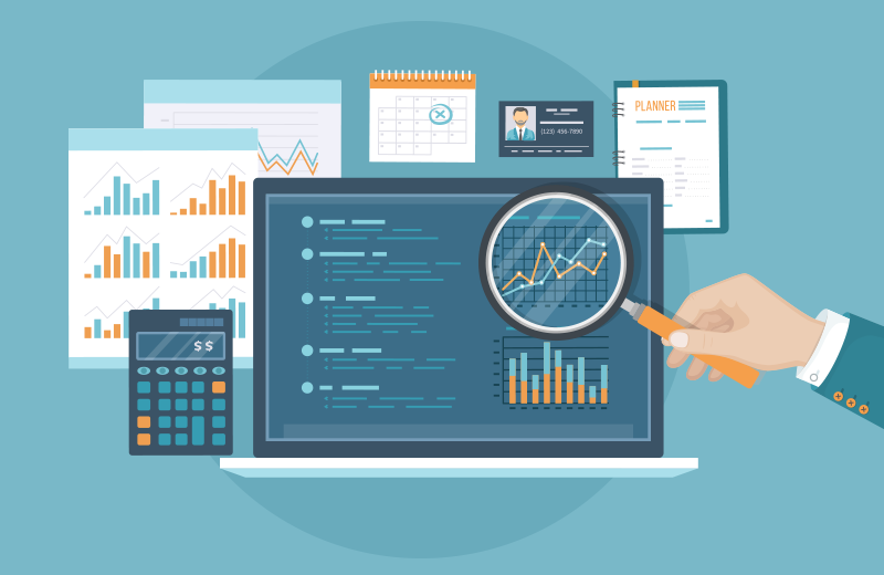 Lupa sendo passada na tela do computador