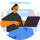 Desenho de homem sentado com notebook