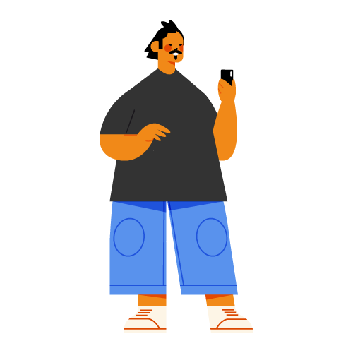 Ilustração vetorial de homem segurando telefone