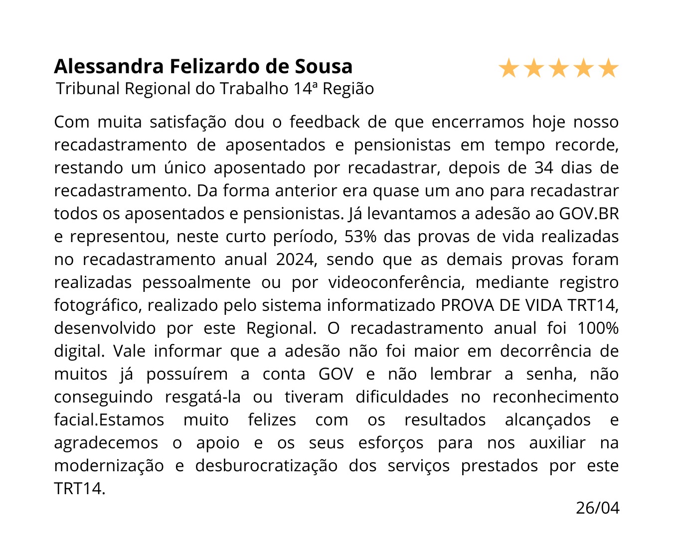 Depoimento Alessandra Felizardo 26/04