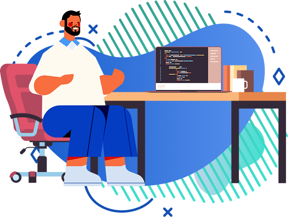 Ilustração: agente público trabalhando em um computador