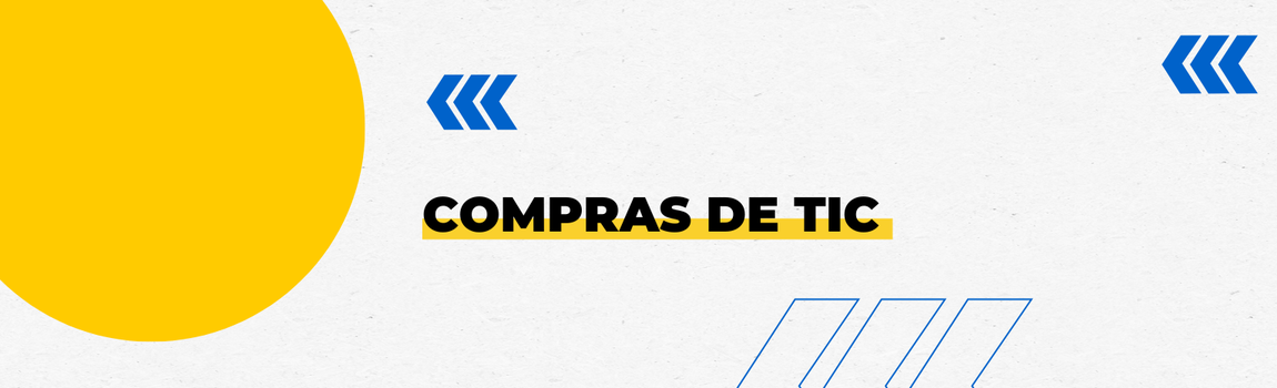 Banner decorativo com o texto 'Compras de TIC'
