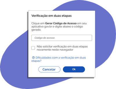 Solicitação do código de acesso ao realizar o login