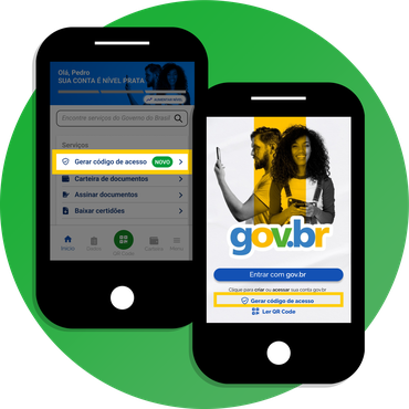 Gerar código de acesso na tela de login do app ou no Início, em Gerar código de acesso