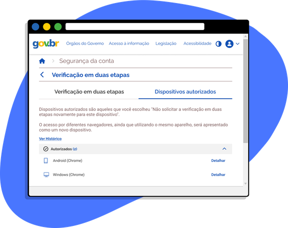 Dispositivos autorizados acessando pelo navegador