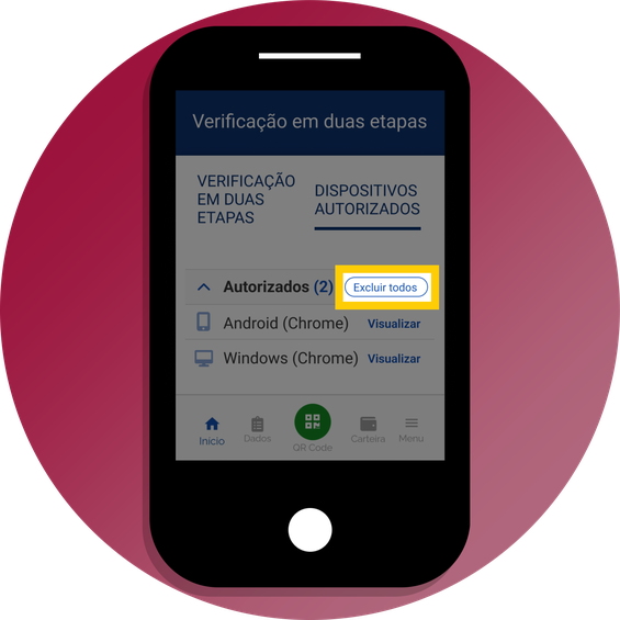 Dispositivos autorizados acessando pelo aplicativo