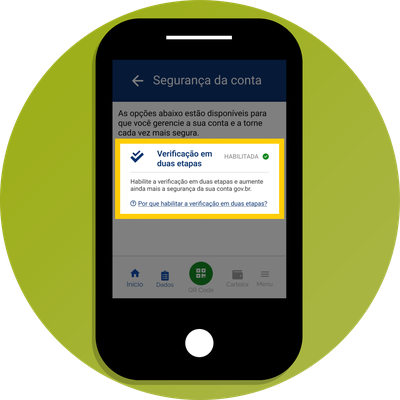 Desativar a verificação em duas etapas em Segurança da conta