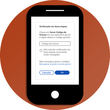 Imagem apresentando a solicitação do código ao acessar o aplicativo gov.br para gerar o código