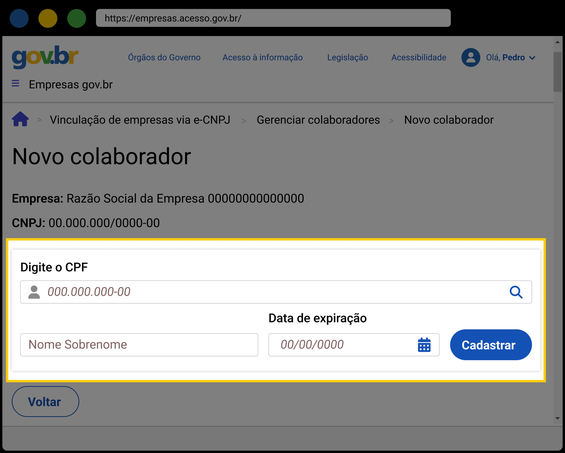 Tutorial de como adicionar um novo colaborador