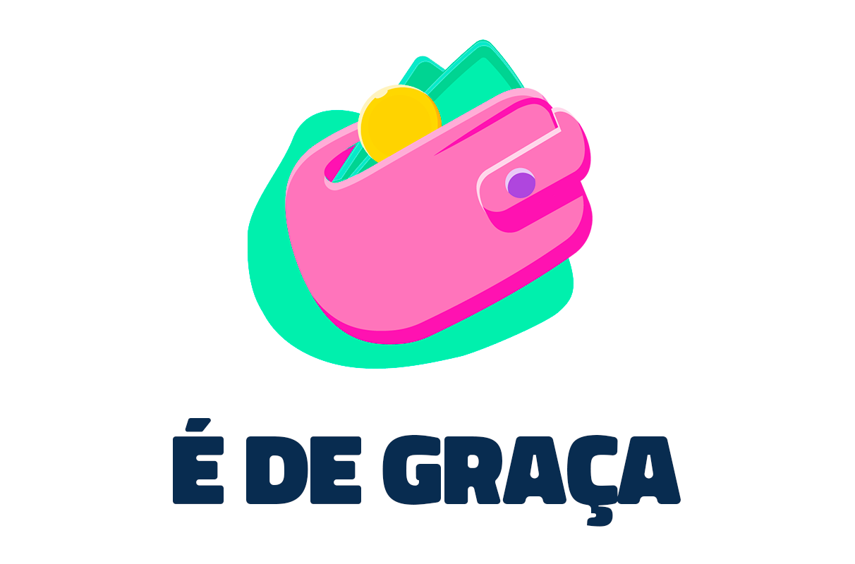 Ilustração de uma carteira com dinheiro. Texto: É de graça!