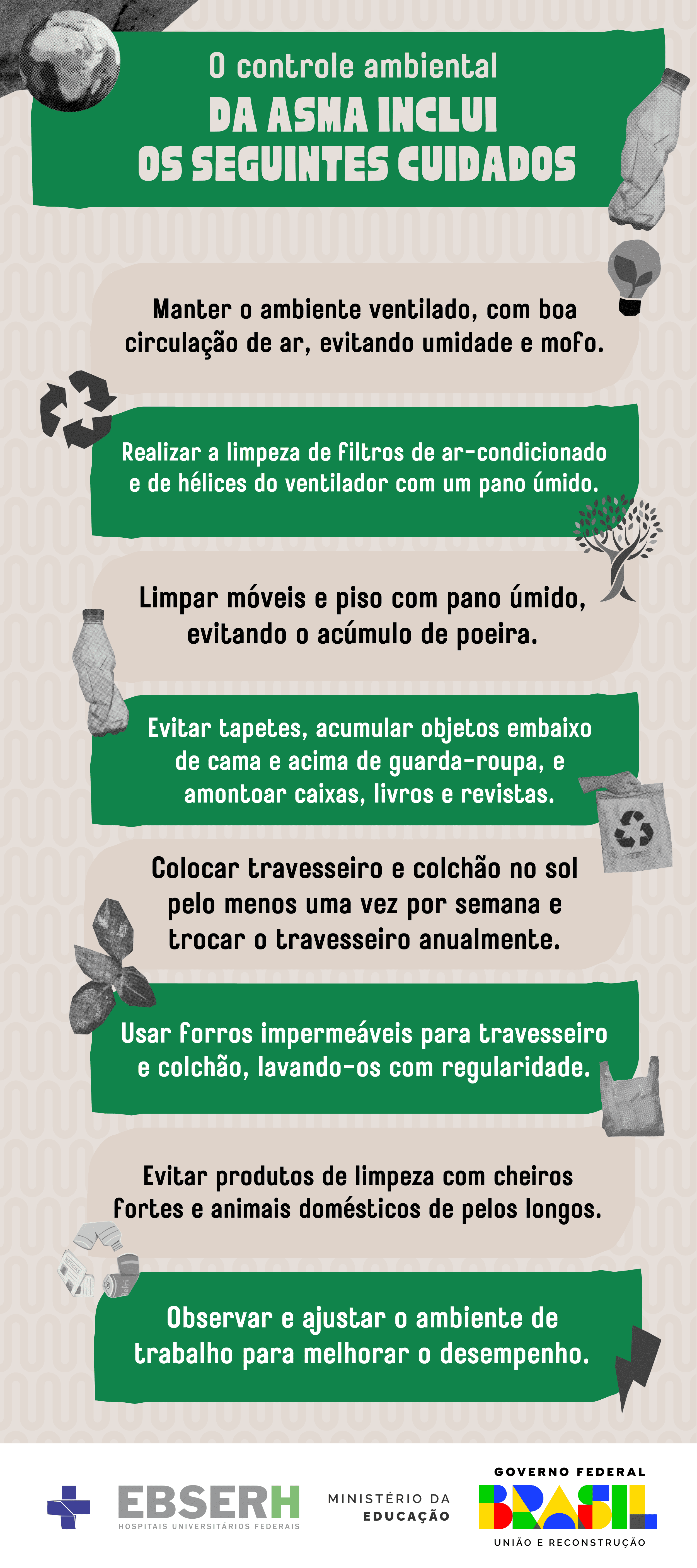infográfico com medidas para controle ambiental da asma. 