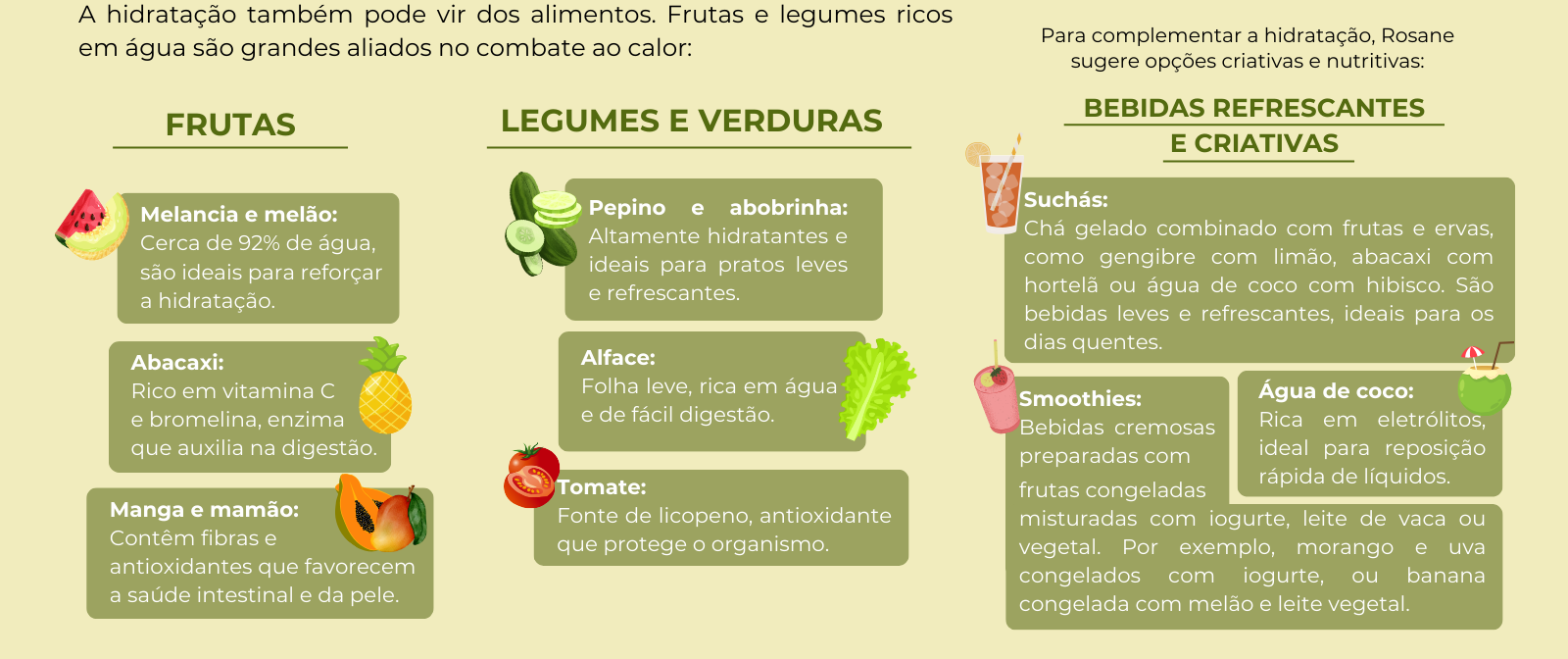 Frutas e legumes aliados da hidratação e frescor