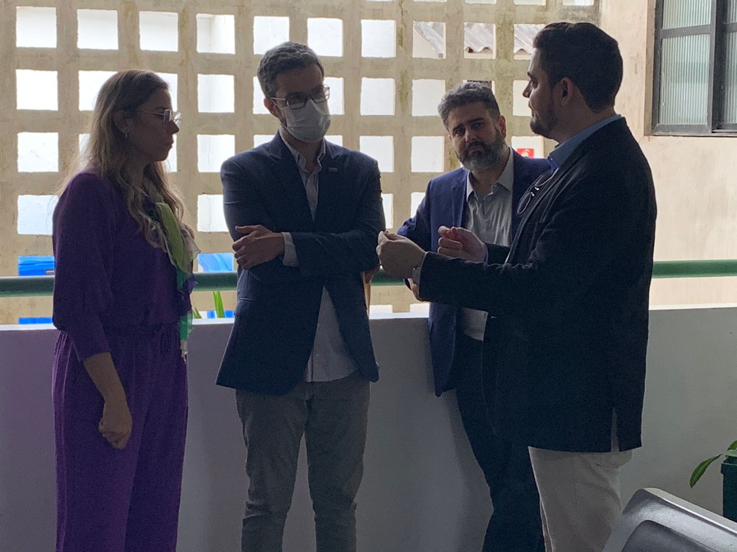 (Da esquerda) Superintendente do HUAC, Paula Maia; vice-presidente da Ebserh, Daniel Beltrammi; Chefe da Divisão Médica, Uirá Coury; gerente Administrativo, Allison Haley dos Santos, em visita ao Centro de Assistência Especializada em Saúde e Ensino (Caese). Foto: Elthon Ribeiro, Unidade de Reportagem