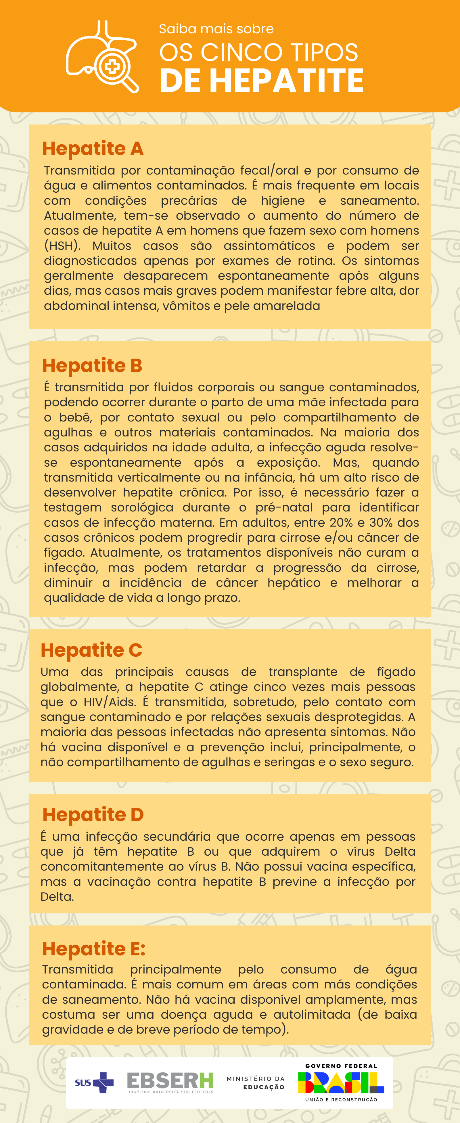 Saiba mais sobre os tipos de hepatites.