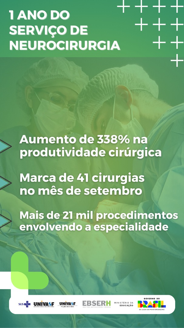Infográfico 1 Ano de serviços de neurocirurgia