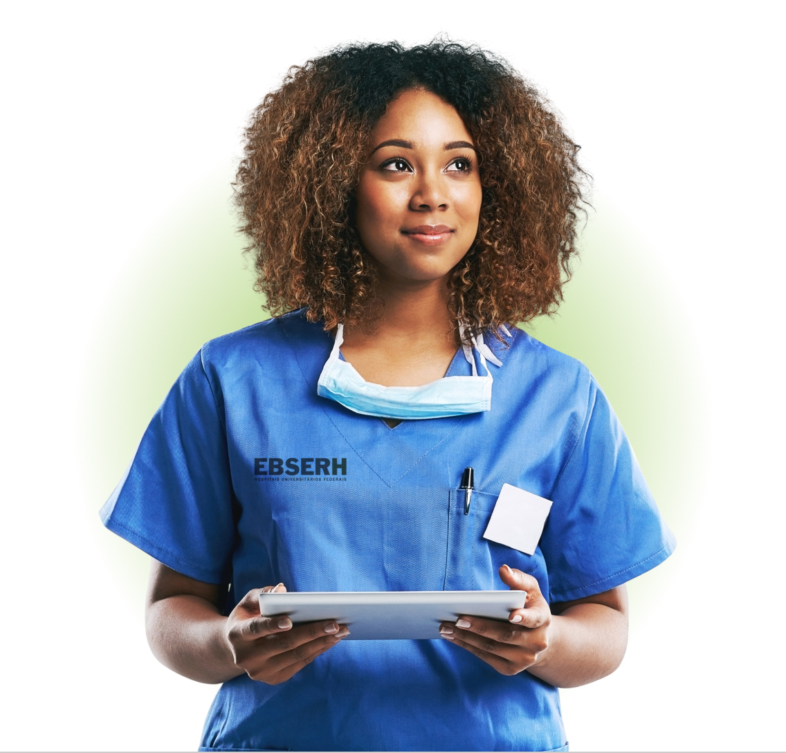 Aluna de residência com uniforme EBSERH