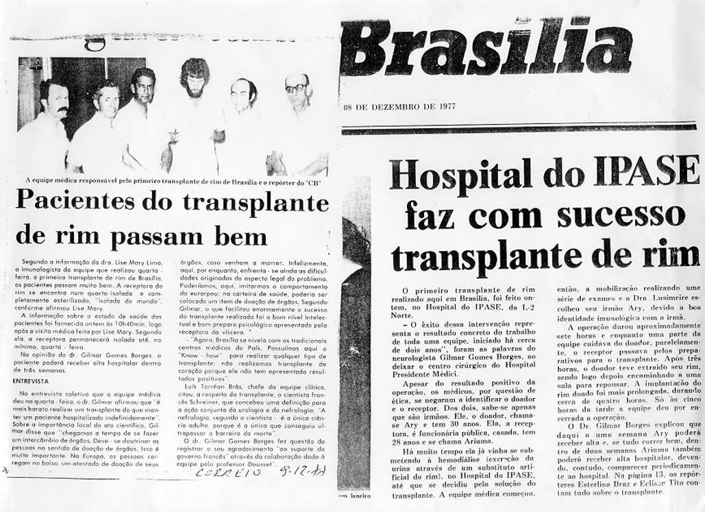 Notícia sobre primeiro transplante renal