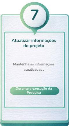 7° passo: Atualizar o andamento da pesquisa e inserir produtos gerados