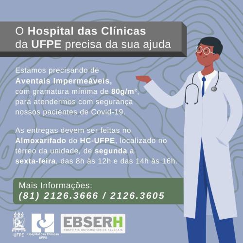 HC-UFPE inicia campanha para arrecadação de aventais impermeáveis e outros EPIs.jfif