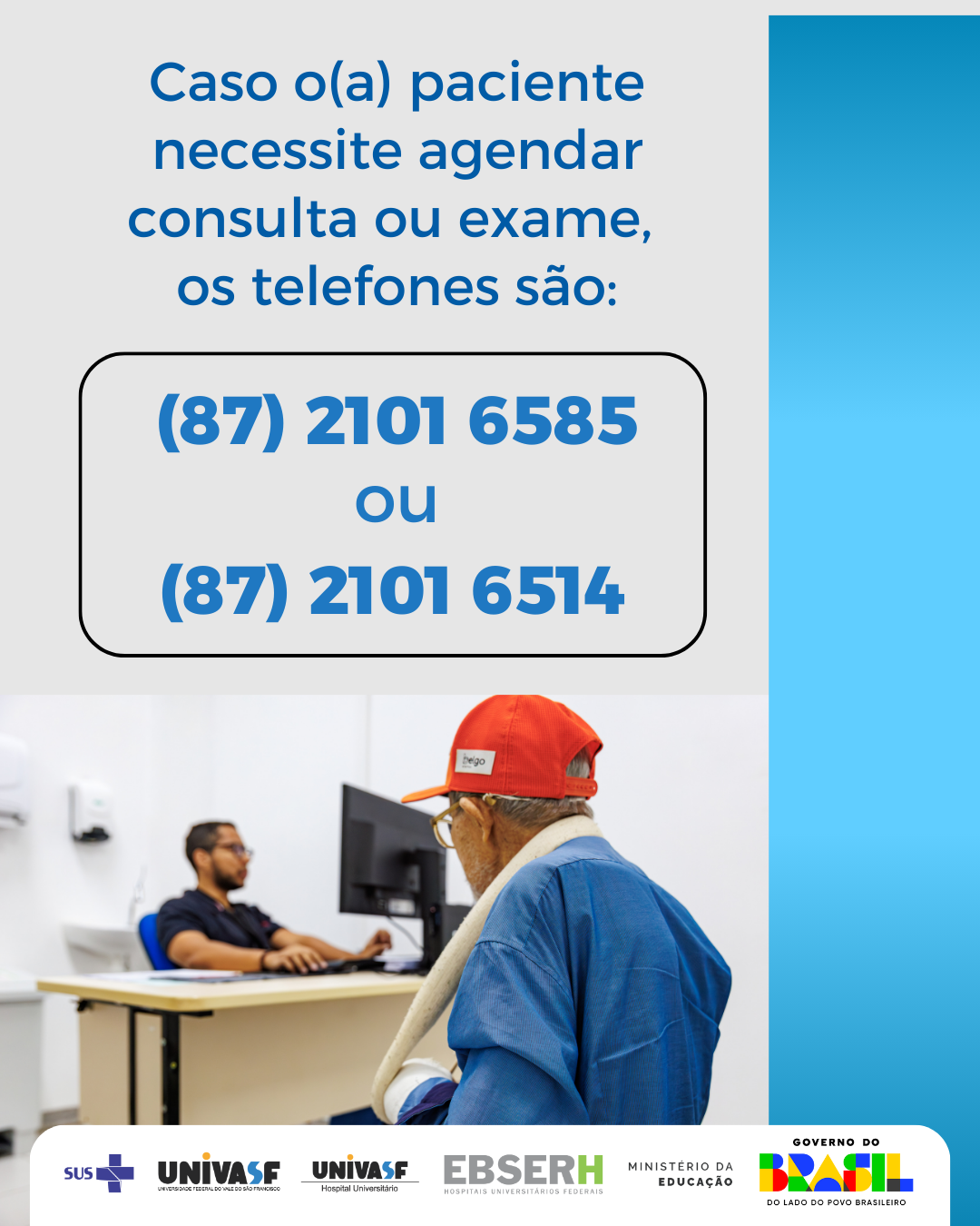 Contatos oficiais - Agendamento de consultas e cirurgias no HU-Univasf