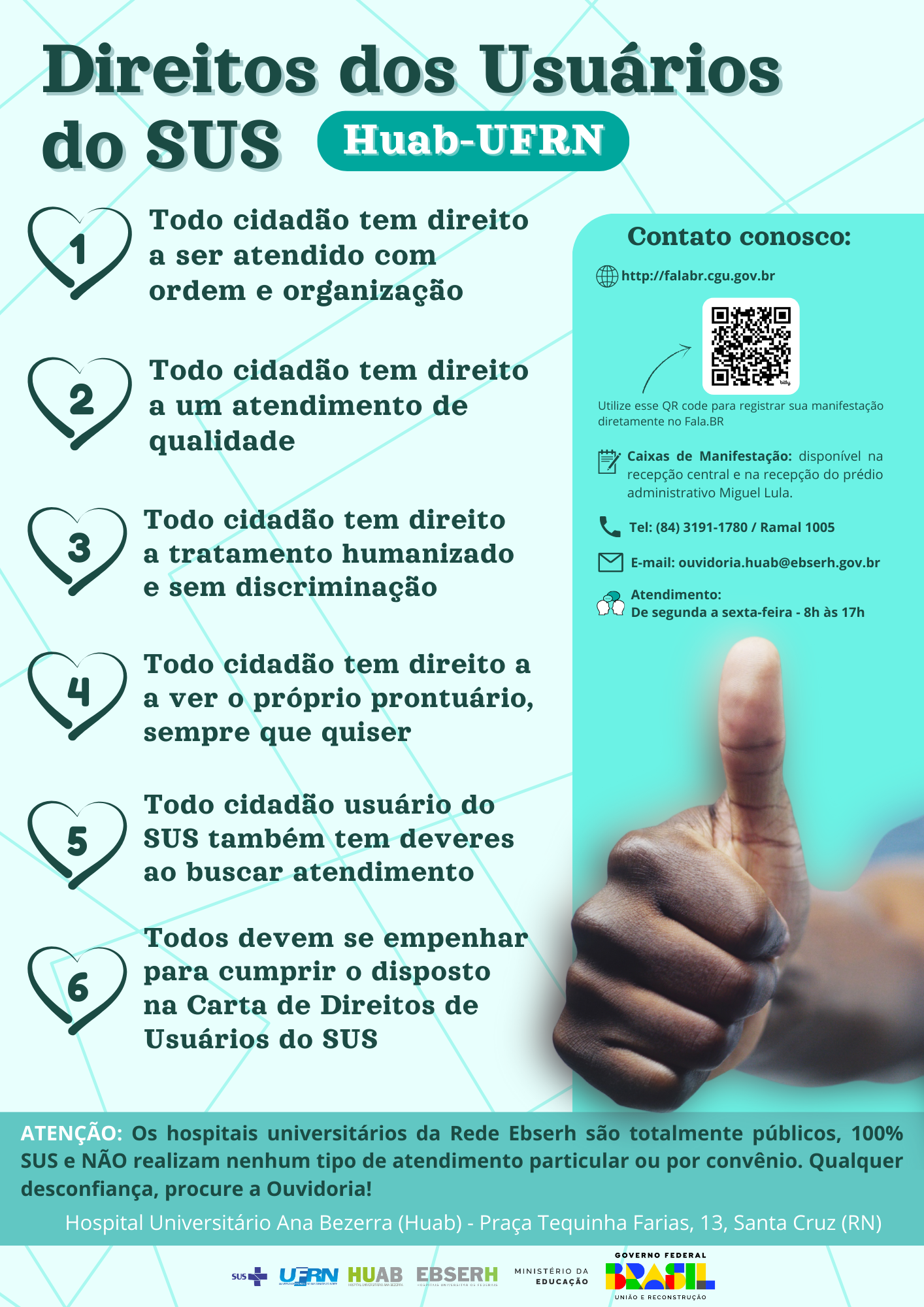 Conheça os direitos de todos os cidadãos usuários do SUS Huab 