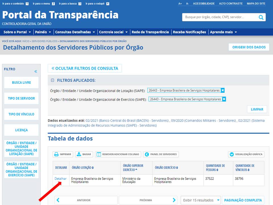 Passo 7 - Portal da Transparência - Servidores