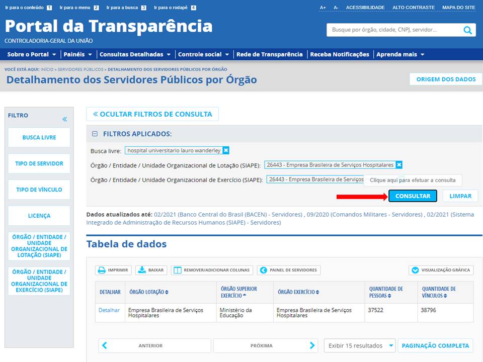 Passo 9 - Portal da Transparência - Servidores