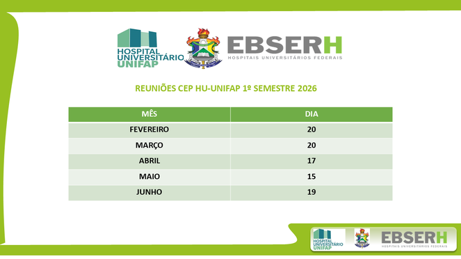 Calendário 1 semestre 2026