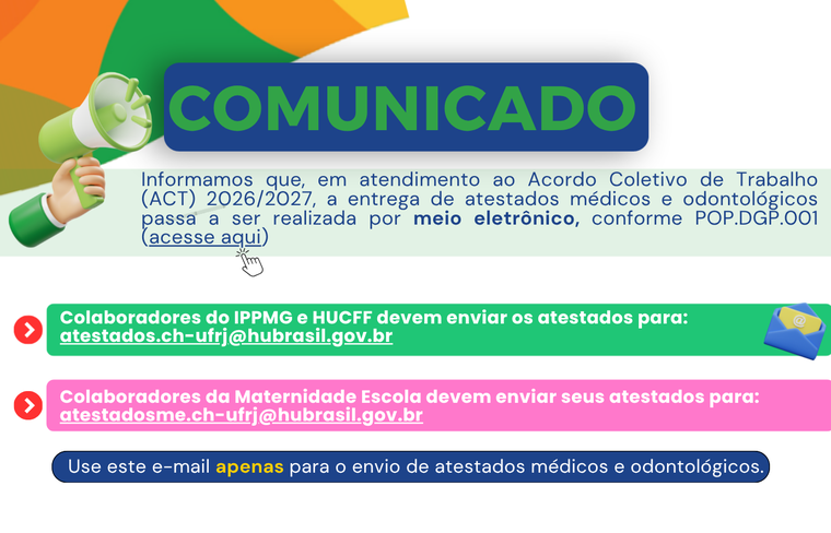 CH-UFRJ altera fluxo de entrega de atestados médicos para meio eletrônico